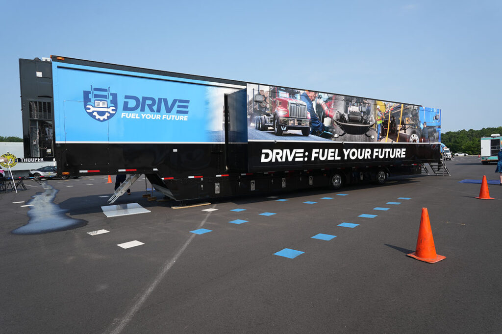 DRIVE mobile exhibit trailer on the Technology Showcase course