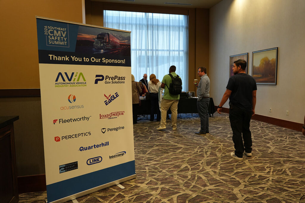 Summit sponsor recognition display at the ballroom entrance